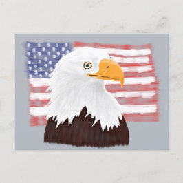 Amerikaanse Bald Eagle en vlag - transparant op gr Briefkaart