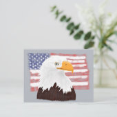 Amerikaanse Bald Eagle en vlag - transparant op gr Briefkaart (Staand voorkant)