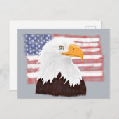 Amerikaanse Bald Eagle en vlag - transparant op gr Briefkaart (Voorkant / Achterkant)