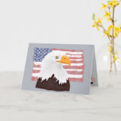 Amerikaanse Bald Eagle en vlag - transparant op gr Kaart (Gele Bloem)