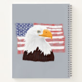 Amerikaanse Bald Eagle en vlag - transparant op gr Notitieboek (Achterkant)