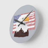Amerikaanse Bald Eagle en vlag - transparant op gr Ronde Klok (Hoek)