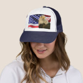Amerikaanse Bald Eagle en vlag Trucker Pet (In situ)