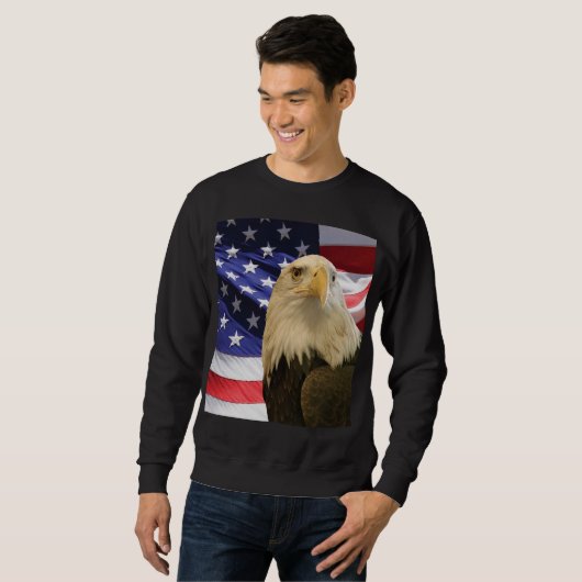 Amerikaanse Bald Eagle en vlag Trui (Voorkant volledig)