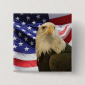 Amerikaanse Bald Eagle en vlag Vierkante Button 5,1 Cm (Voorkant)