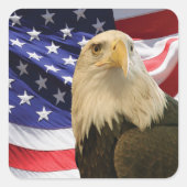 Amerikaanse Bald Eagle en vlag Vierkante Sticker (Voorkant)