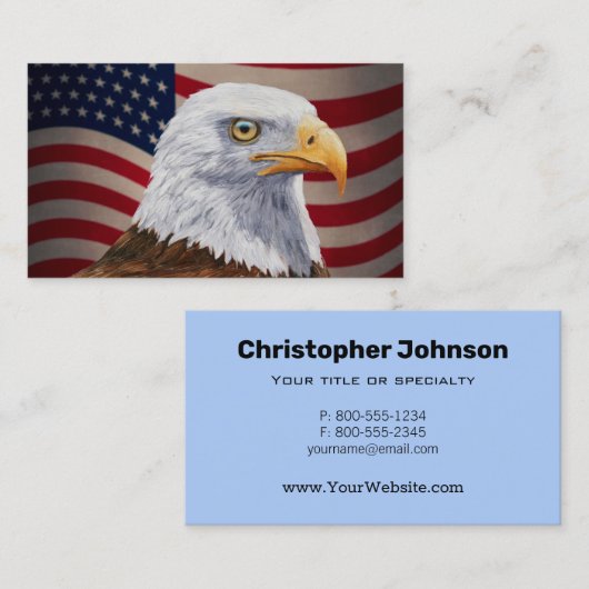 Amerikaanse Bald Eagle en vlag Visitekaartje (Voorkant / Achterkant)