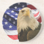Amerikaanse Bald Eagle en vlag Zandsteen Onderzetter (Voorkant)