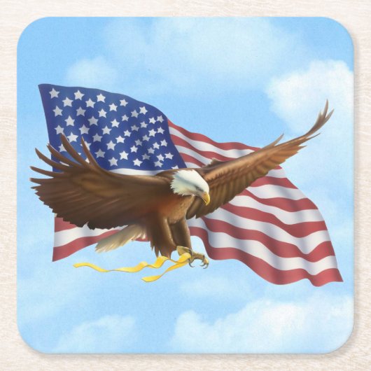 Amerikaanse Bald Eagle Kartonnen Onderzetters (Voorkant)