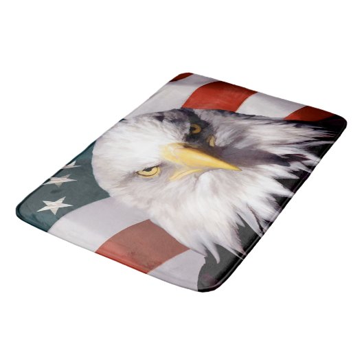 Amerikaanse Bald Eagle met vlag Badmat (Gekanteld)