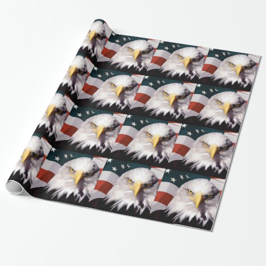 Amerikaanse Bald Eagle met vlag Cadeaupapier (Uitgerold)