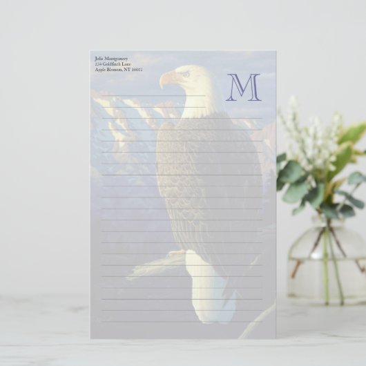 Amerikaanse Bald Eagle Mountain Sunrise Briefpapier (Staand voorkant)