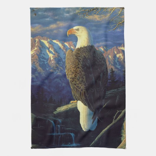 Amerikaanse Bald Eagle Mountain Sunrise Theedoek (Verticaal)