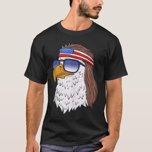 Amerikaanse Bald Eagle Mullet 4 juli Funny USA P T-shirt (Voorkant)