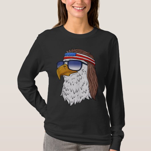 Amerikaanse Bald Eagle Mullet 4 juli Funny USA P T-shirt (Voorkant)