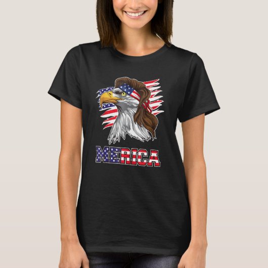 Amerikaanse Bald Eagle Mullet 4 juli Funny VS P T-shirt (Voorkant)