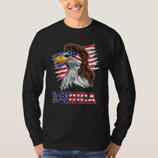 Amerikaanse Bald Eagle Mullet 4 juli Funny VS P T-shirt (Voorkant)