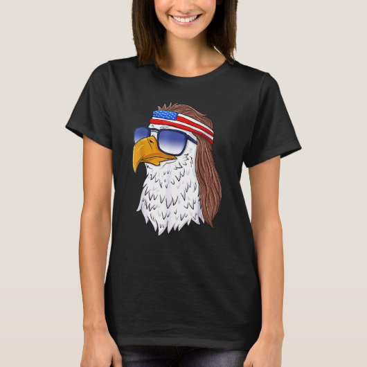Amerikaanse Bald Eagle Mullet 4 juli Verenigde Sta T-shirt (Voorkant)