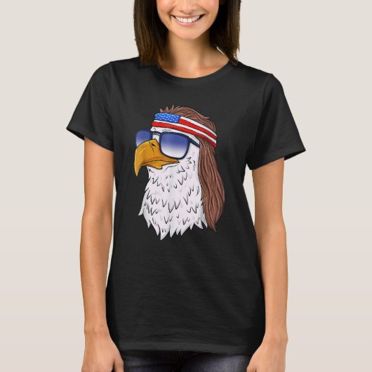 Amerikaanse Bald Eagle Mullet 4 juli Verenigde Sta T-shirt (Voorkant)