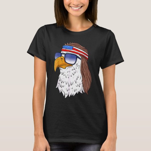 Amerikaanse Bald Eagle Mullet 4 juli Verenigde Sta T-shirt (Voorkant)