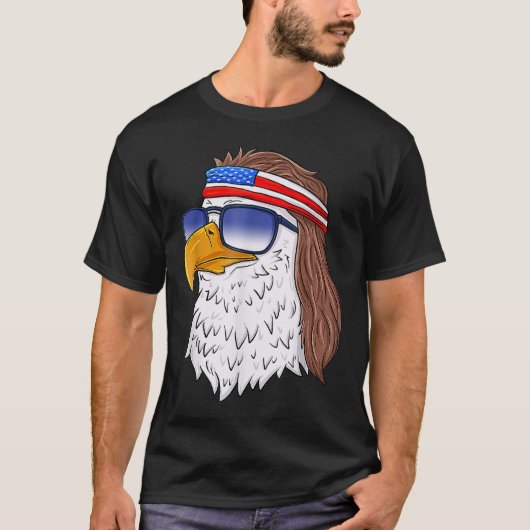 Amerikaanse Bald Eagle Mullet 4 juli VS patriot T-shirt (Voorkant)