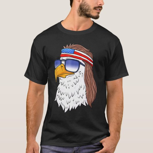 Amerikaanse Bald Eagle Mullet 4 juli VS patriot T-shirt (Voorkant)