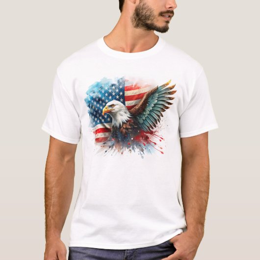 Amerikaanse Bald Eagle Onafhankelijkheidsdag Unise T-shirt (Voorkant)