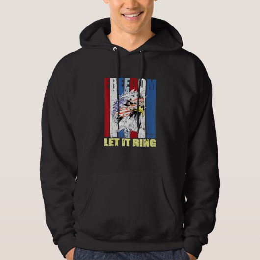 Amerikaanse Bald Eagle ons vlag laat vrijheid 4th  Hoodie (Voorkant)