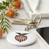 Amerikaanse Bald Eagle op de sterren en strepen Sleutelhanger (Zijkant)