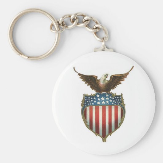 Amerikaanse Bald Eagle op de sterren en strepen Sleutelhanger (Voorkant)