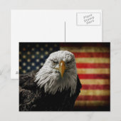 Amerikaanse Bald Eagle over de vlag van Grunge Briefkaart (Voorkant / Achterkant)
