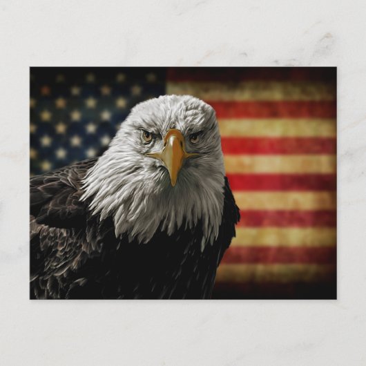 Amerikaanse Bald Eagle over de vlag van Grunge Briefkaart (Voorkant)