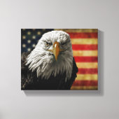 Amerikaanse Bald Eagle over de vlag van Grunge Canvas Afdruk (Voorkant)