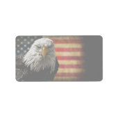 Amerikaanse Bald Eagle over de vlag van Grunge Etiket (Voorkant)
