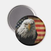 Amerikaanse Bald Eagle over de vlag van Grunge Magneet (Voorkant / Achterkant)