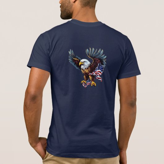 Amerikaanse Bald Eagle Patriottische Vlag 4 van ju T-shirt (Achterkant)