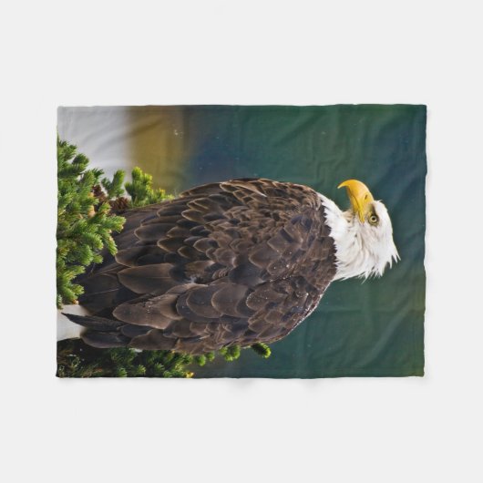 Amerikaanse Bald Eagle Perched Fleece Deken (Voorkant (Horizontaal))