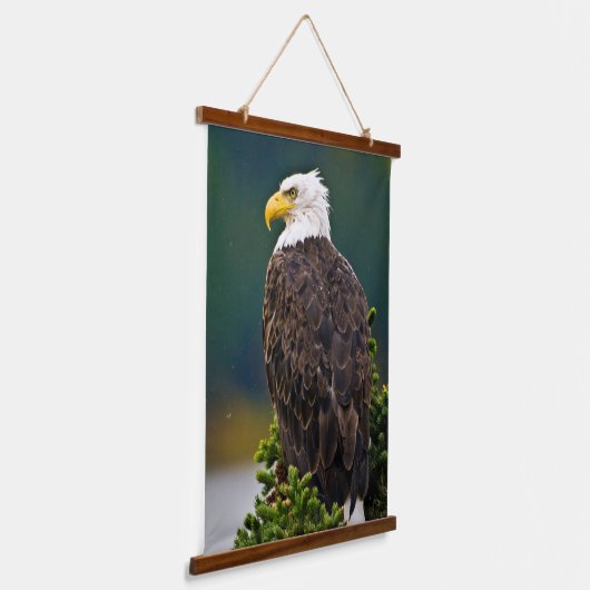 Amerikaanse Bald Eagle Perched Hangend Wandkleed (Gebogen)