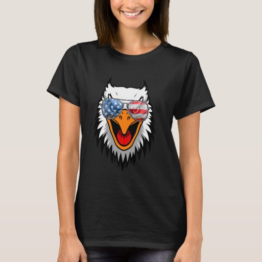 Amerikaanse Bald Eagle Silhouette USA Vlag 4 juli T-shirt (Voorkant)