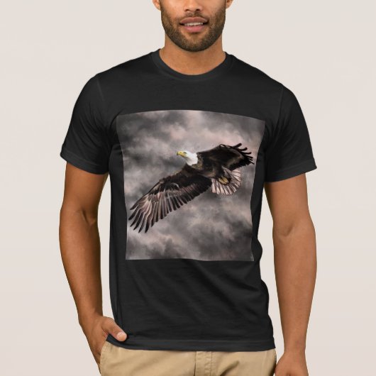 Amerikaanse Bald Eagle T-shirt vliegen in Storm Cl (Voorkant)