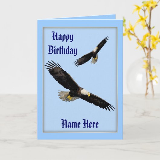 Amerikaanse Bald Eagles Birthday Kaart (Gele Bloem)