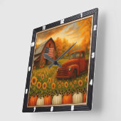 Amerikaanse Barn Truck Harvest Vierkante Klok (Hoek)