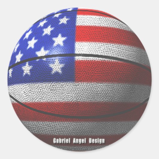 Amerikaanse Basketball Ronde Sticker (Voorkant)
