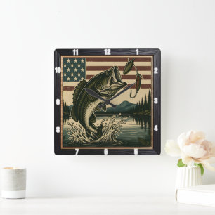  Amerikaanse basvlag Vierkante Klok