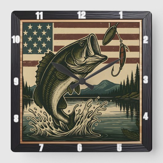 Amerikaanse basvlag Vierkante Klok (Voorkant)