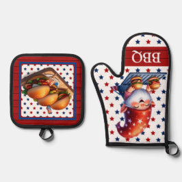 Amerikaanse BBQ Gnome Ovenwant & Pannenlap Set
