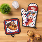 Amerikaanse BBQ Gnome Ovenwant & Pannenlap Set (Top down)