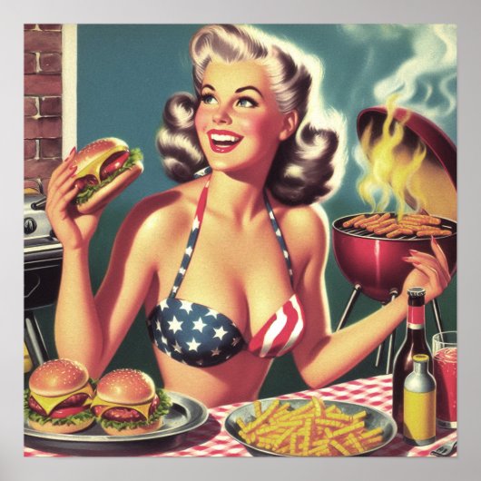 Amerikaanse BBQ Pin-up Poster (Voorkant)