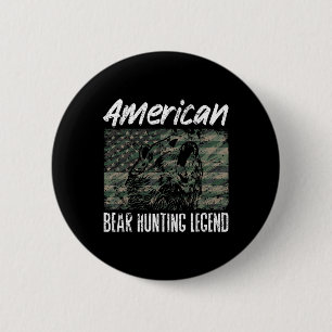 Amerikaanse Beer Jachtlegende Amerikaanse vlag Zwa Ronde Button 5,7 Cm