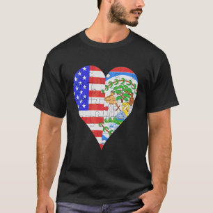 Amerikaanse Belizean Vlag Hart T-shirt